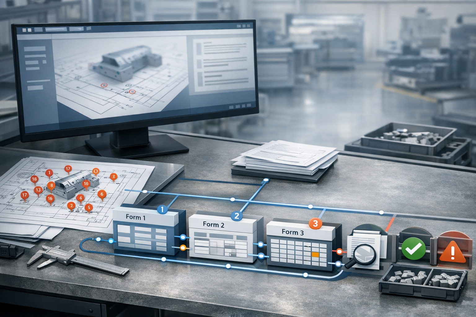 Digital FAIR Forms and Ballooned Drawings: Automating AS9102 FAI