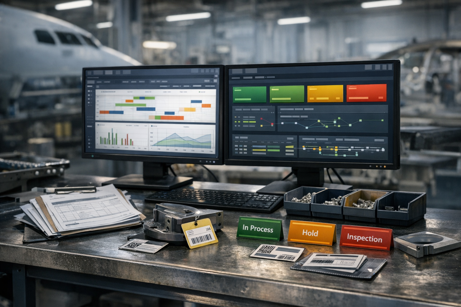 Aerospace manufacturing illustration for article: Why ERP Isn’t Enough for Aerospace Manufacturing Execution