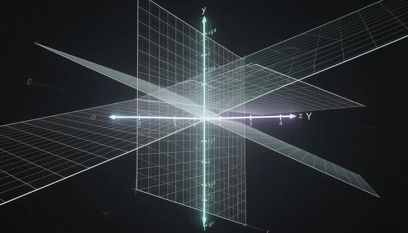 The image depicts an abstract three-dimensional grid structure that illustrates a coordinate system with multiple intersecting planes, representing a complex framework for industrial internet reference architecture. This visual metaphor captures the integration of different systems and layers, essential for smart manufacturing and digital transformation in the context of industry 4.0.